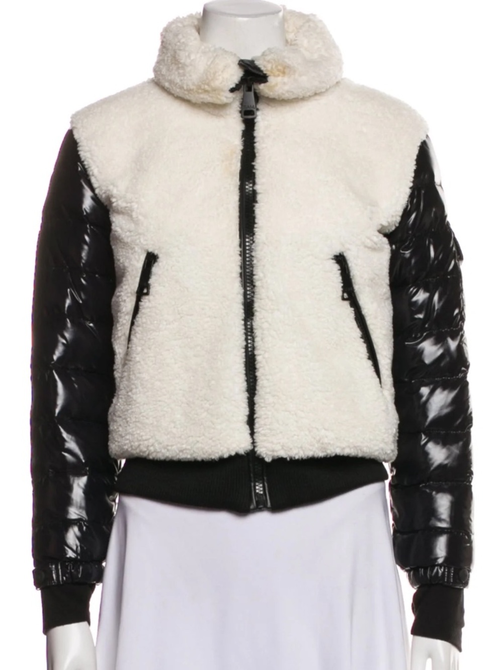 Sam Carson Sherpa Bomber Jacket In Icing/white - size M - Picture 3 of 5